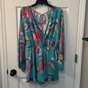 Women's Multicolored Peach Love California Floral Romper - Size Large